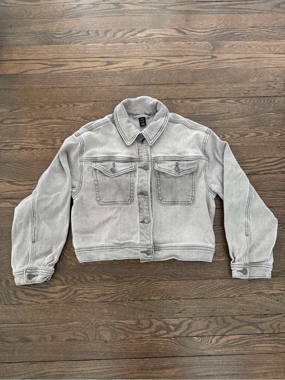 Size M (7-8) Girls - Joe Fresh - Stretchy Gray Denim Jacket with Snaps